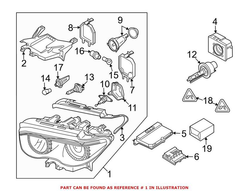 BMW Headlight Assembly - Driver Side (Xenon) (Adaptive) (Clear Turnsignal) 63127164721